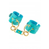 Голубые однослойные кожаные наручники - Pecado - купить с доставкой в Волгограде