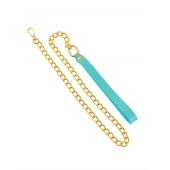 Голубой кожаный поводок с карабином для ошейника - 80 см. - Pecado - купить с доставкой в Волгограде