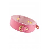 Розовый кожаный однослойный ошейник с прошивкой - Pecado - купить с доставкой в Волгограде