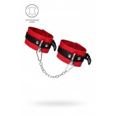 Красно-черные мягкие оковы с одним ремешком и люверсами - Pecado - купить с доставкой в Волгограде
