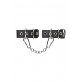 Черные кожаные наручники-браслеты из одного ремешка с люверсами - Pecado - купить с доставкой в Волгограде