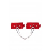 Красные кожаные узкие оковы со скруглёнными углами - Pecado - купить с доставкой в Волгограде