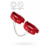Красные кожаные узкие оковы со скруглёнными углами - Pecado - купить с доставкой в Волгограде