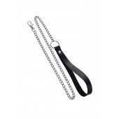 Поводок с ручкой из черной натуральной кожи и карабином для ошейника - Pecado - купить с доставкой в Волгограде