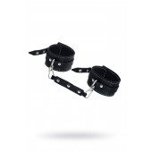 Черные двухслойные кожаные оковы с белой строчкой - Pecado - купить с доставкой в Волгограде