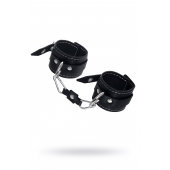 Черные двухслойные наручники с белой строчкой - Pecado - купить с доставкой в Волгограде