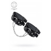 Черные кожаные оковы с двумя ремешками - Pecado - купить с доставкой в Волгограде