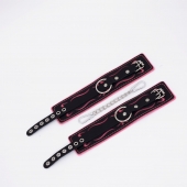 Черно-розовые кожаные оковы с розовой строчкой - Crazy Handmade - купить с доставкой в Волгограде