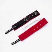 Черно-красные оковы с красной строчкой Sex - Crazy Handmade - купить с доставкой в Волгограде