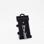 Черные кожаные наручники с хромированной фурнитурой - Crazy Handmade - купить с доставкой в Волгограде