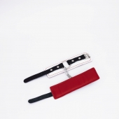 Бело-красные кожаные наручники - Crazy Handmade - купить с доставкой в Волгограде