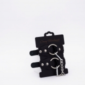 Черные кожаные оковы с кольцом - Crazy Handmade - купить с доставкой в Волгограде