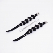 Черные кожаные оковы из звеньев - Crazy Handmade - купить с доставкой в Волгограде