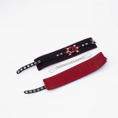 Черные кожаные оковы с красным декором и строчкой - Crazy Handmade - купить с доставкой в Волгограде