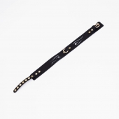 Черный кожаный ошейник с золотистой фурнитурой - Crazy Handmade - купить с доставкой в Волгограде