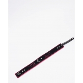 Черно-розовый кожаный ошейник с розовой строчкой - Crazy Handmade - купить с доставкой в Волгограде