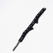 Черный однослойный кожаный ошейник с имитацией воротничка - Crazy Handmade - купить с доставкой в Волгограде