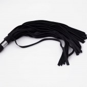 Черный кожаный флоггер со стальной ручкой - 45 см. - Crazy Handmade - купить с доставкой в Волгограде