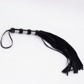 Черный кожаный флоггер со стальной ручкой - 45 см. - Crazy Handmade - купить с доставкой в Волгограде