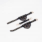 Черные оковы с золотистой фурнитурой - Crazy Handmade - купить с доставкой в Волгограде