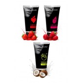 Набор из 3 съедобных лубрикантов JUJU (клубника, малина, кокос) - JuJu - купить с доставкой в Волгограде