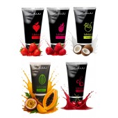 Набор из 5 съедобных лубрикантов JUJU (клубника, малина, тропические фрукты, вишня, кокос) - JuJu - купить с доставкой в Волгограде