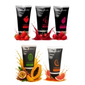 Набор из 5 съедобных лубрикантов JUJU (клубника, малина, тропические фрукты, вишня, грейпфрут) - JuJu - купить с доставкой в Волгограде