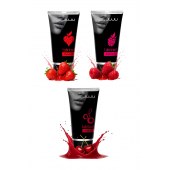 Набор из 3 съедобных лубрикантов JUJU (клубника, малина, вишня) - JuJu - купить с доставкой в Волгограде