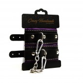 Черно-фиолетовые скругленные наручники с мягкой подкладкой - Crazy Handmade - купить с доставкой в Волгограде