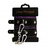 Черно-фиолетовые скругленные наручники с мягкой подкладкой - Crazy Handmade - купить с доставкой в Волгограде