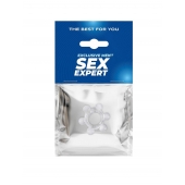 Прозрачное эластичное эрекционное кольцо с 6 шариками - Sex Expert - в Волгограде купить с доставкой