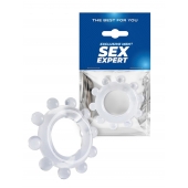 Прозрачное эрекционное кольцо со стимулирующими шариками - Sex Expert - в Волгограде купить с доставкой