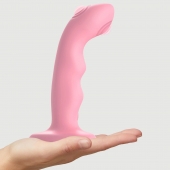 Розовая насадка-стимулятор Strap-On-Me Tapping Dildo Wave - Strap-on-me - купить с доставкой в Волгограде