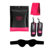 Черно-розовый эротический набор: маска, наручники и повязка - Erokay - купить с доставкой в Волгограде