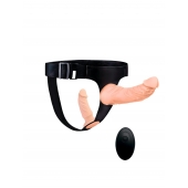 Женский страпон с 2 насадками, вибрацией и пультом ДУ - Erowoman-Eroman - купить с доставкой в Волгограде