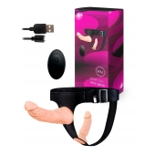 Женский страпон с 2 насадками, вибрацией и пультом ДУ - Erowoman-Eroman - купить с доставкой в Волгограде