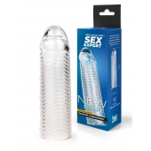 Прозрачная закрытая насадка на пенис с ребрышками - 16 см. - Sex Expert - в Волгограде купить с доставкой