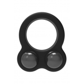 Черное эрекционное кольцо с утяжелителями Cockring Dual Weight - Dream Toys - в Волгограде купить с доставкой