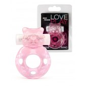 Розовое эрекционное виброкольцо в форме мишки - 1137 - в Волгограде купить с доставкой