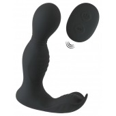 Черная анальная пробка с вибрацией, вращением и пультом ДУ RC Butt Plug with 2 Functions - Orion - в Волгограде купить с доставкой