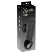 Черная вибронасадка для пениса с хомутом для мошонки и пультом ДУ Remote Controlled Penis Extension - Orion - в Волгограде купить с доставкой