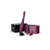 Фиолетовая секс-машина с функцией нагрева, насадками и присоской Sesh - Zalo - купить с доставкой в Волгограде