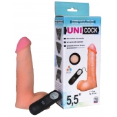 Фаллическая насадка Харнесс UNICOCK 5,5  с вибрацией - 17 см. - LOVETOY (А-Полимер) - купить с доставкой в Волгограде