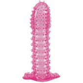 Гелевая розовая насадка с шипами - 12 см. - Toyfa Basic - в Волгограде купить с доставкой
