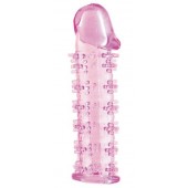 Гелевая розовая насадка на фаллос с шипами - 12 см. - Toyfa Basic - в Волгограде купить с доставкой