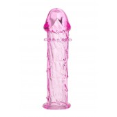 Гладкая розовая насадка с усиками под головкой - 12,5 см. - Toyfa Basic - в Волгограде купить с доставкой