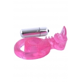 Розовая вибронасадка со стимулятор клитора   Язычок - Toyfa Basic - в Волгограде купить с доставкой