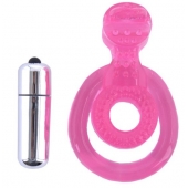 Розовая вибронасадка со стимулятор клитора   Язычок - Toyfa Basic - в Волгограде купить с доставкой