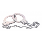 Наручники из металла с длинной цепочкой CHROME HANDCUFFS METAL HANDCUFFS W. KEY - NMC - купить с доставкой в Волгограде