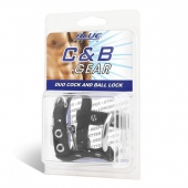 Утяжка на пенис на замочке Duo Cock And Ball Lock - BlueLine - купить с доставкой в Волгограде